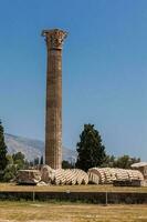 Ruins of the Temple of Olympian Zeus also known as the Olympieion at the center of the Athens city in Greece photo