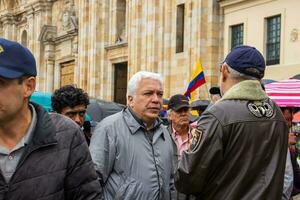 bogotá, Colombia, 19 julio 2023. pacífico protesta de el miembros de el activo reserva de el militar y policía efectivo en bogota Colombia en contra el gobierno de gustavo petro foto