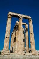 Ruins of the Temple of Olympian Zeus also known as the Olympieion at the center of the Athens city in Greece photo