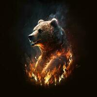 flaming bear ai generative photo