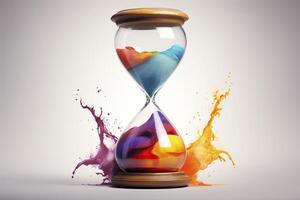 3D Hourglass in rainbow colors. . photo