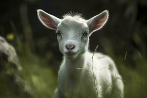 Cute baby goat. Generatve Ai. photo