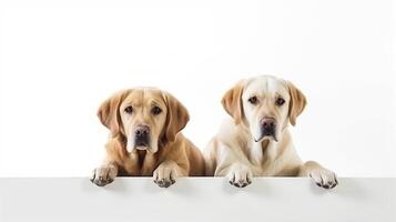 Two Labrador Retrievers. Generative AI. photo