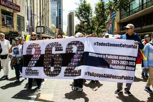 Bogota, Colombia, June 2023, Peaceful protest marches against the government of Gustavo Petro called La Marcha de la Mayoria photo