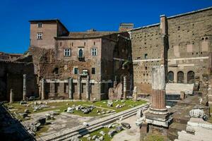 Ancient ruins of the Forum of Augustus with Temple of Mars the Avenger inaugurated in 2 BC photo