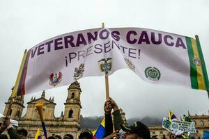 BOGOTA, COLOMBIA, 19 JULY 2023. Peaceful protest of the members of the active reserve of the military and police forces in Bogota Colombia against the government of Gustavo Petro photo