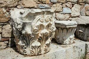 Detail of the ancient ruins at the Roman Agora located to the north of the Acropolis in Athens photo