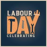 International Labour Day Mon, 4 September typography concept on isolated background with a helmet vector