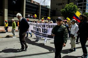 Bogota, Colombia, June 2023, Peaceful protest marches against the government of Gustavo Petro called La Marcha de la Mayoria photo