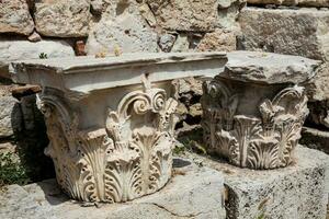 Detail of the ancient ruins at the Roman Agora located to the north of the Acropolis in Athens photo