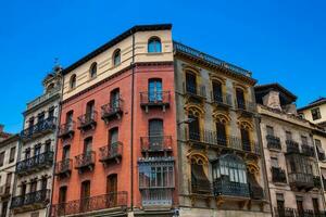 Beautiful architecture of the antique buildings around the square of the Poet Iglesias photo