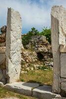 Detail of the ancient ruins at the Roman Agora located to the north of the Acropolis in Athens photo