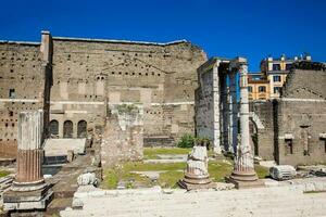 Ancient ruins of the Forum of Augustus with Temple of Mars the Avenger inaugurated in 2 BC photo