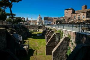 Ancient ruins of the Forum of Trajan  built in in 106 to 112 AD in the city of Rome photo