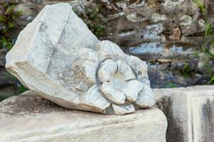 Detail of the beautiful stone carvings which decorated the ancient Roman Forum in Rome photo