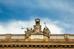 Details of the facade of the Complex of San Firenze a beautiful 17th century Baroque style building in Florence photo