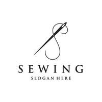 Tailor logo template design with needle and thread concept.Logo for tailor,clothing,boutique. vector