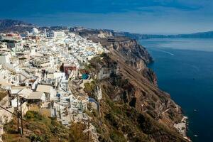 The city of Fira and the Aegean sea in Santorini Island photo