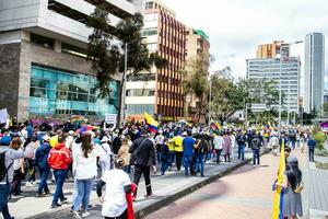 Bogota, Colombia, June 2023, Peaceful protest marches against the government of Gustavo Petro called La Marcha de la Mayoria photo