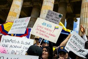 Bogota, Colombia, June 2023, Peaceful protest marches against the government of Gustavo Petro called La Marcha de la Mayoria photo