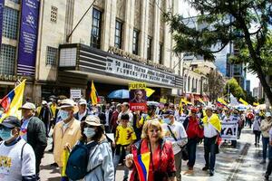 Bogota, Colombia, June 2023, Peaceful protest marches against the government of Gustavo Petro called La Marcha de la Mayoria photo