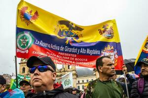 BOGOTA, COLOMBIA, 19 JULY 2023. Peaceful protest of the members of the active reserve of the military and police forces in Bogota Colombia against the government of Gustavo Petro photo