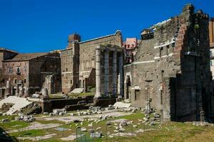 Ancient ruins of the Forum of Augustus with Temple of Mars the Avenger inaugurated in 2 BC photo