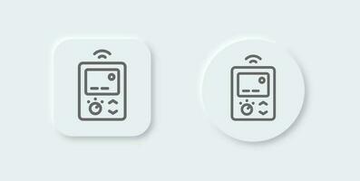 Thermostat line icon in neomorphic design style. Temperature technology signs vector illustration.