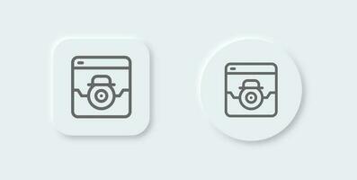 Spyware line icon in neomorphic design style. Cyber protection signs vector illustration.