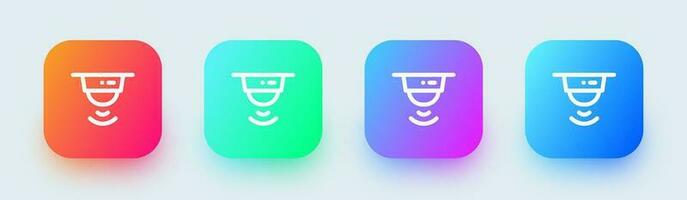 sensor línea icono en cuadrado degradado colores. movimiento seguridad señales vector ilustración.