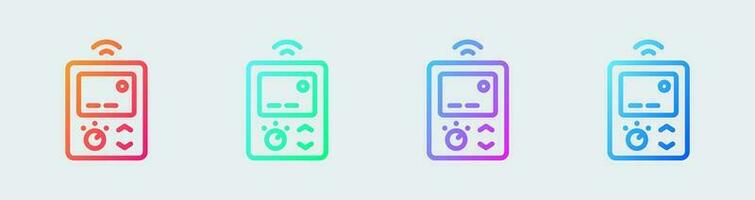 Thermostat line icon in gradient colors. Temperature technology signs vector illustration.