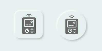 Thermostat solid icon in neomorphic design style. Temperature technology signs vector illustration.