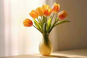 tulip flower in the vase close up AI Generated photo