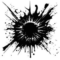 set of splash grunge brush, isolated, handdrawn, all black vector