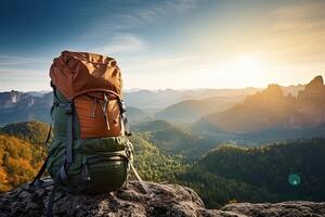 ai generado un trekking bolso bandera para social medios de comunicación foto