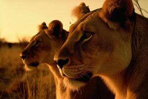 Portrait of a lioness in the forest. Wildlife scene from nature. Lioness in the jungle photo