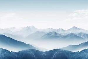 high mountain landscape images covered with snow and clouds photo
