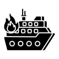 moderno diseño icono de ardiente barco vector