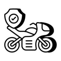 Conceptual linear design icon of motorcycle insurance vector