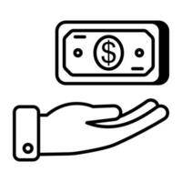billete de banco dentro manos, concepto de dinero cuidado vector