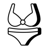 Bra with pentie, icon of ladies undergarments vector