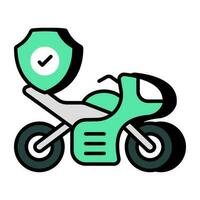 conceptual plano diseño icono de motocicleta seguro vector