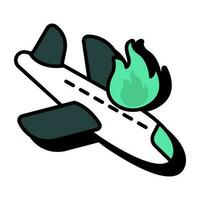 A flat design icon of plane crash vector