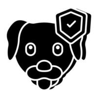 Dog with shield, icon of pet insurance vector