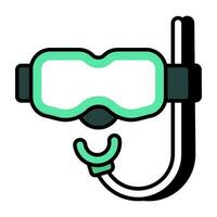 Oxygen pipe with goggles, icon of snorkeling mask vector