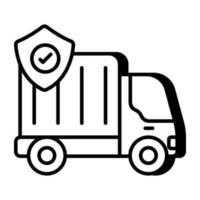 Conceptual linear design icon of security van vector