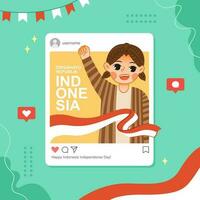 Indonesia man wearing traditional costume celebrate indonesia independence day vector