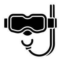 Oxygen pipe with goggles, icon of snorkeling mask vector