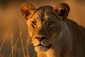 Portrait of a lioness in the forest. Wildlife scene from nature. Lioness in the jungle photo