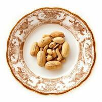 delicious nut peanut lies on beautiful plate, Ai generated photo